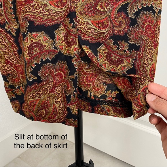 VTG Union Made Paisley Dress w/Suede Trim B1 - Picture 15 of 16